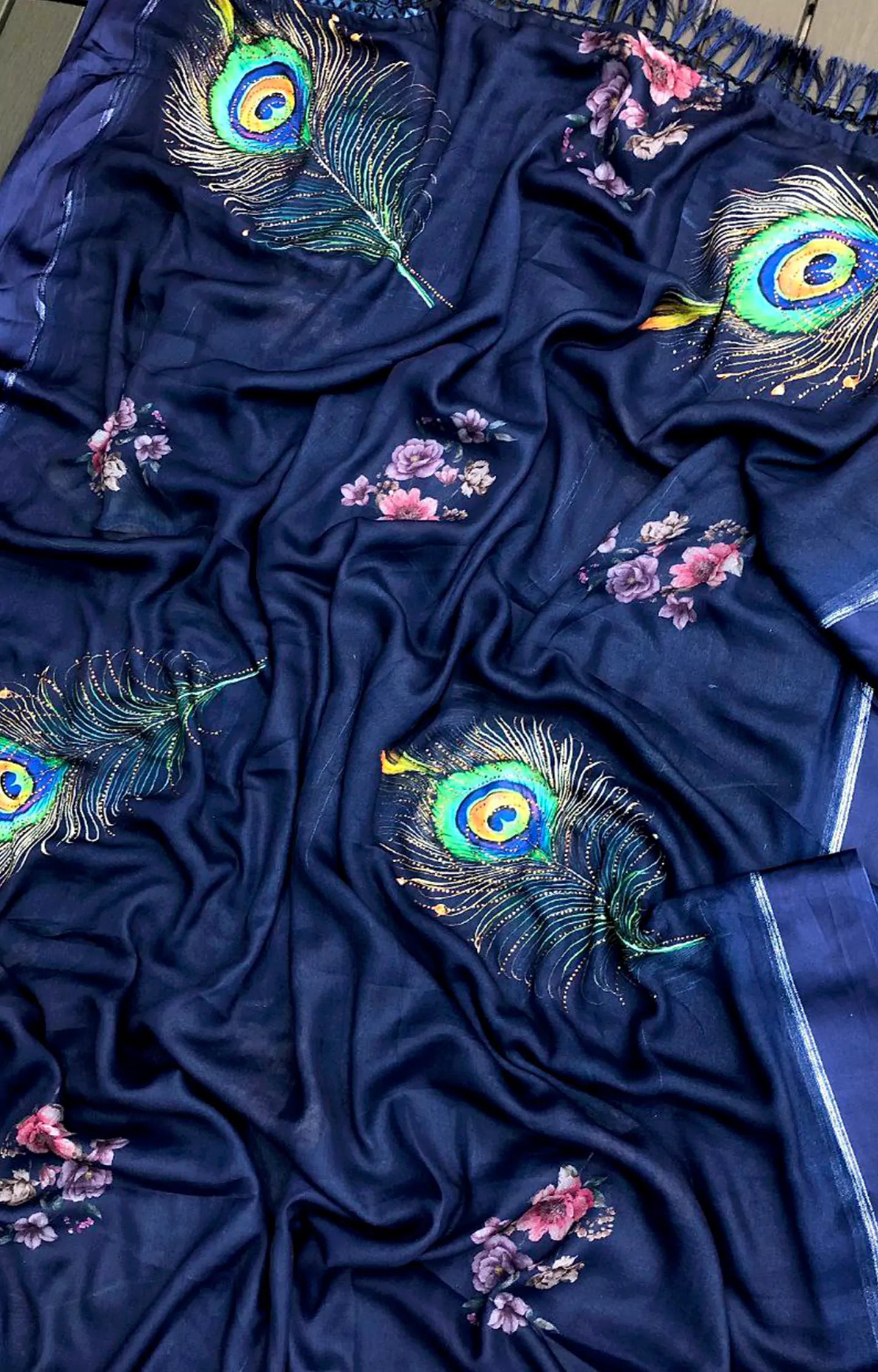 MAYKA MOSS CHIFFON WITH PEACOCK DIGITAL PRINTED SAREE