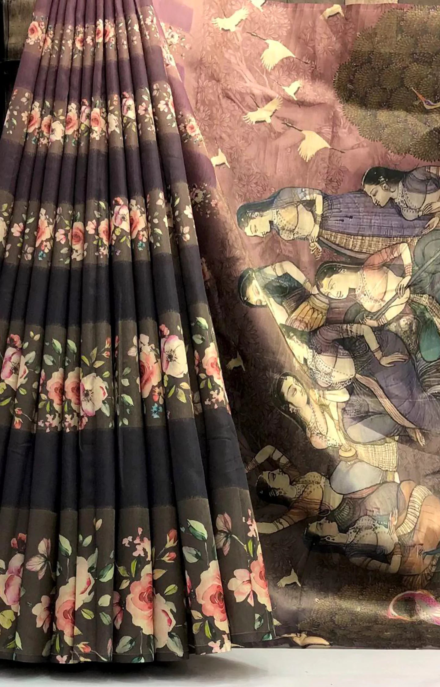 PASONIC SOFT SILK FLORAL DIGITAL PRINTED SAREE