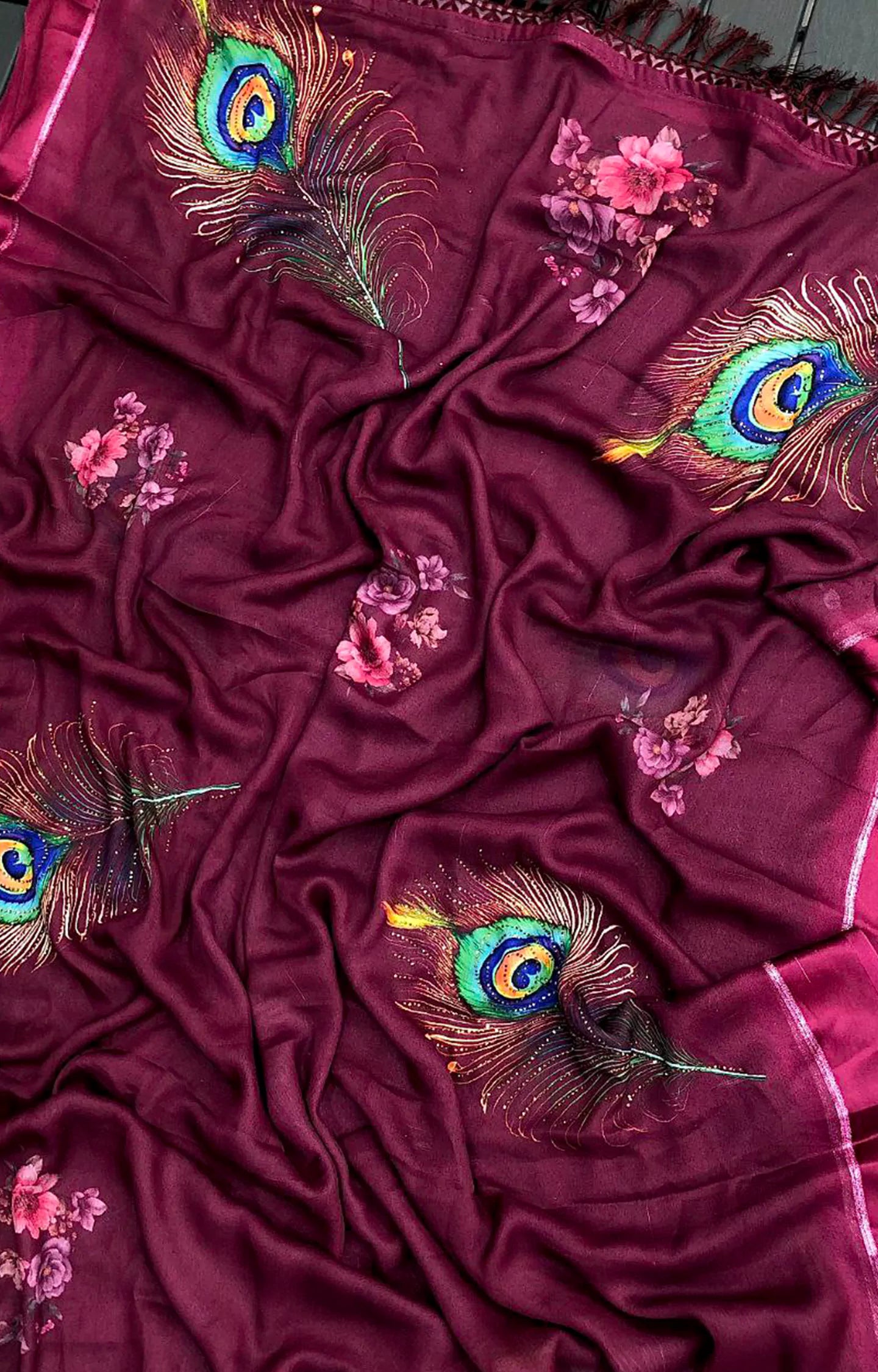 MAYKA MOSS CHIFFON WITH PEACOCK DIGITAL PRINTED SAREE