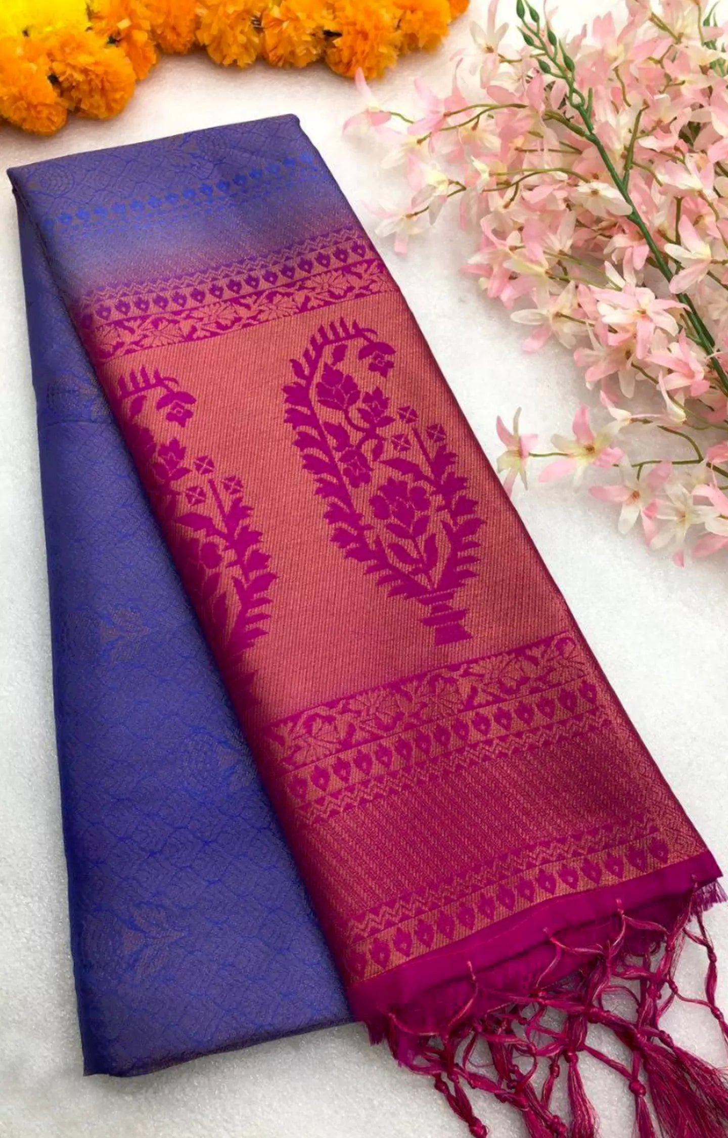 UBAH 2 SOFTY SILK HAND DYED SAREE WITH GOLD ZARI WEAVING