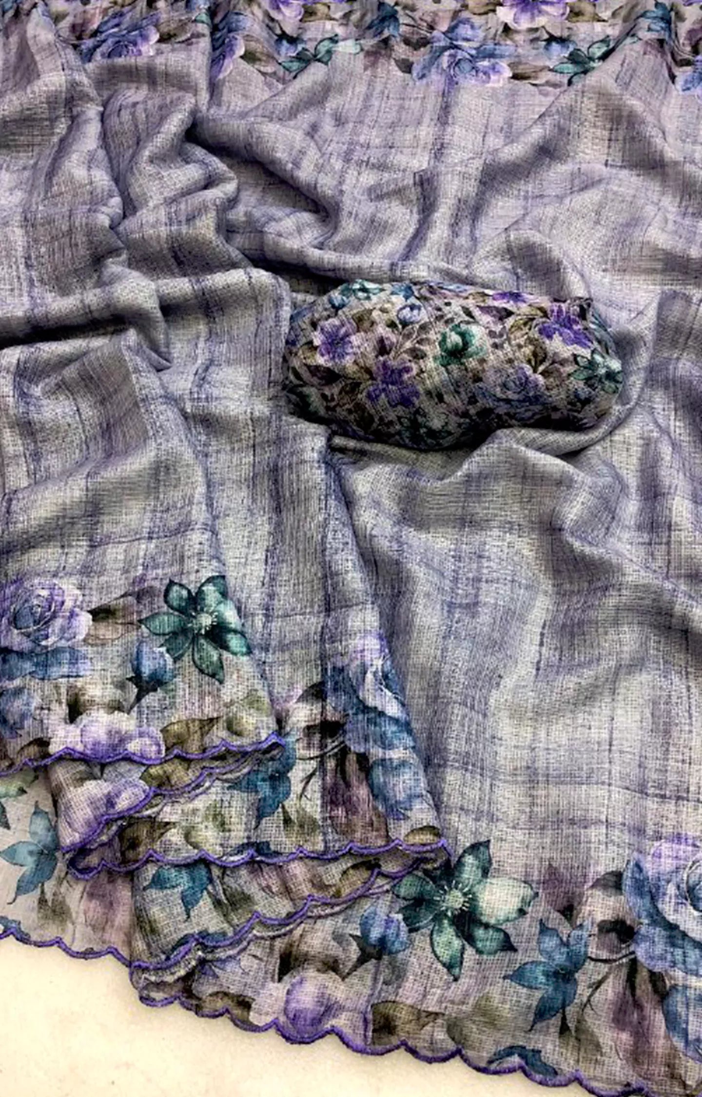 ROMY SOFT KOTA CHEX WITH PRINTED SAREE