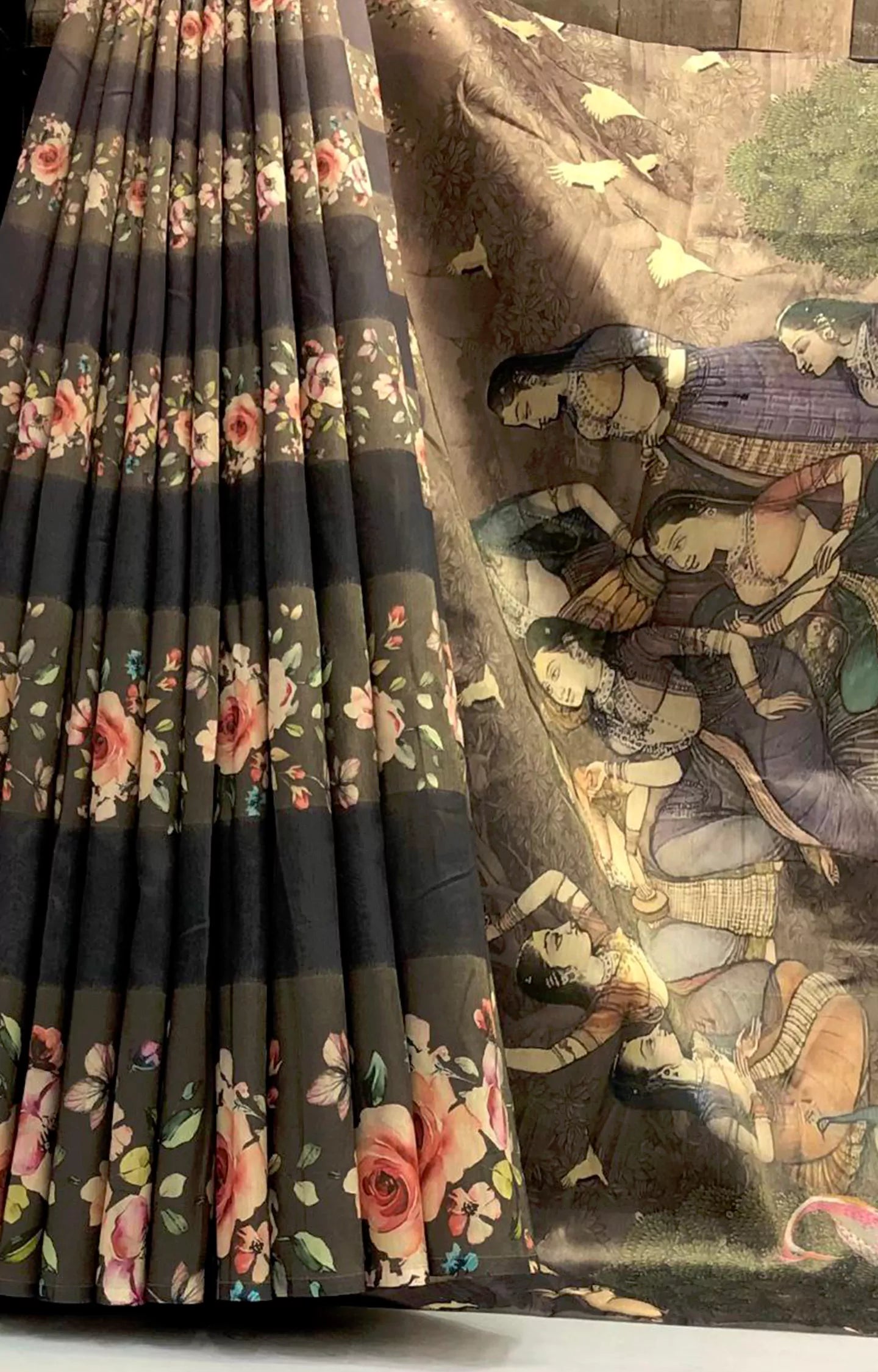 PASONIC SOFT SILK FLORAL DIGITAL PRINTED SAREE