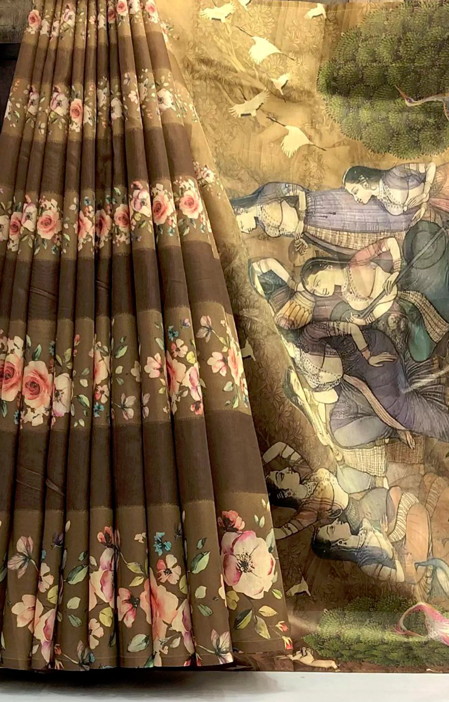 PASONIC SOFT SILK FLORAL DIGITAL PRINTED SAREE