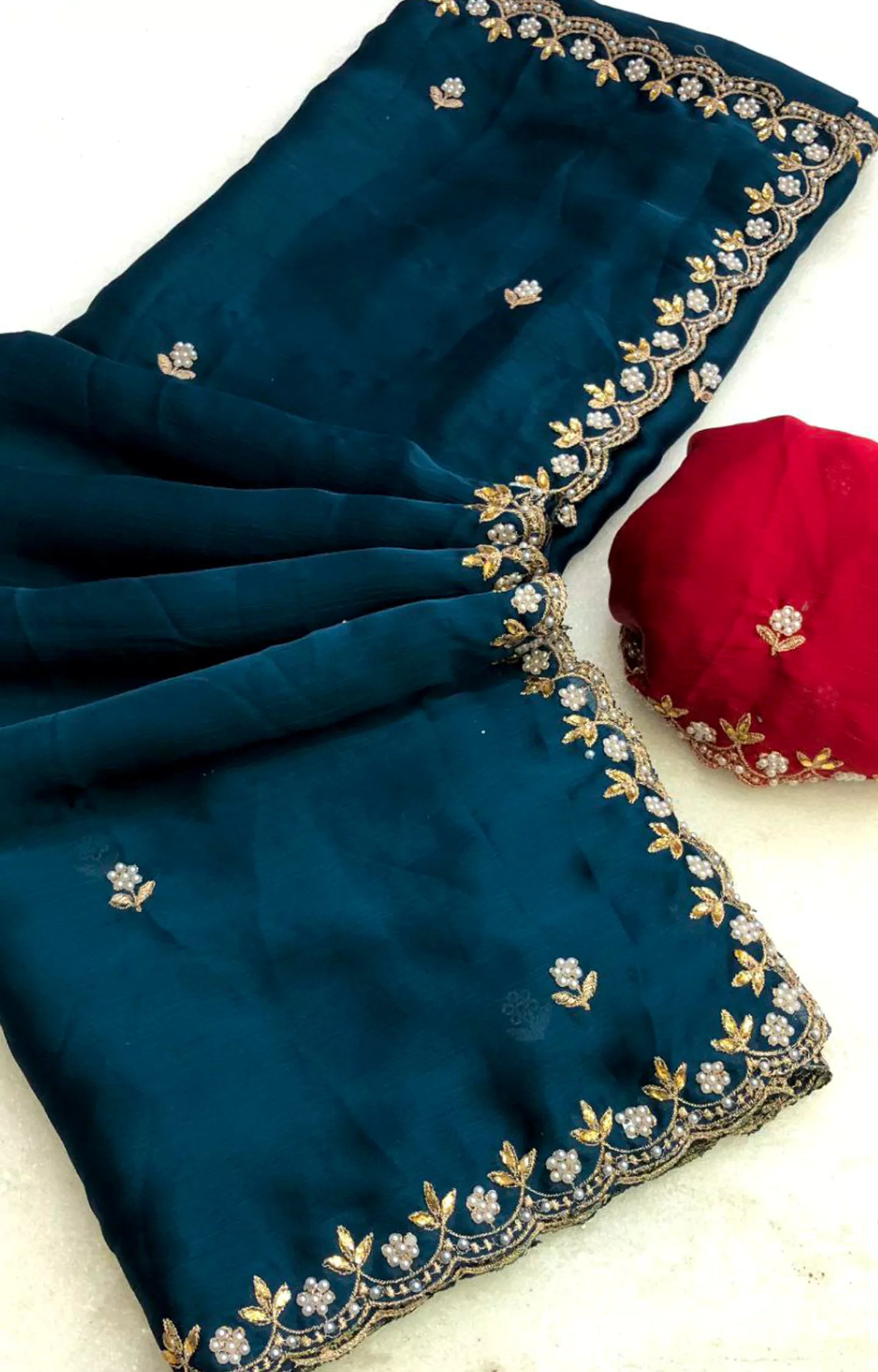 RELIN MOSS SATIN CHIFFON SAREE