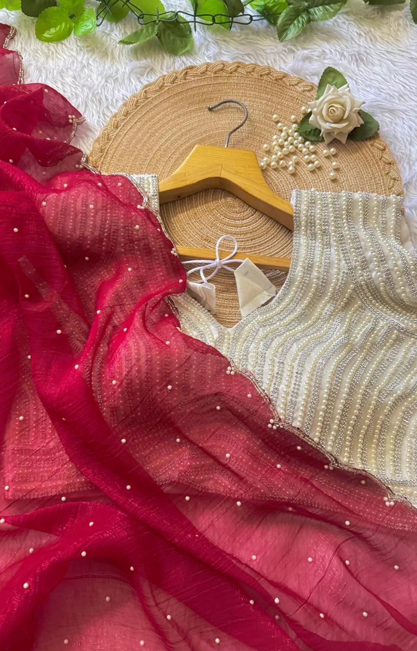 REGENT CRUNCHY SILK WITH MOTI WORK SAREE