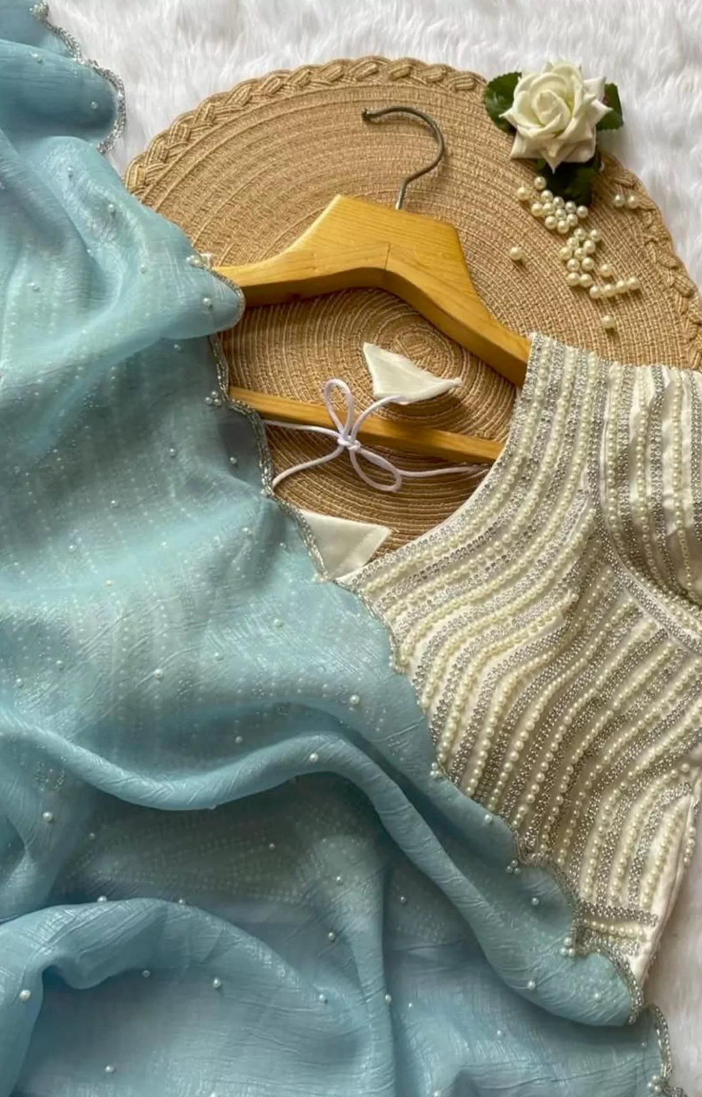 REGENT CRUNCHY SILK WITH MOTI WORK SAREE