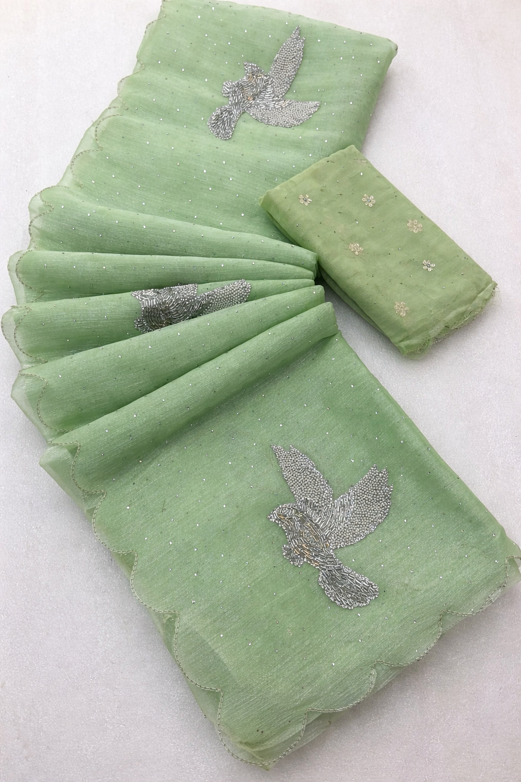 Lunara  Burberry Jimmy choo Siroski Work Saree