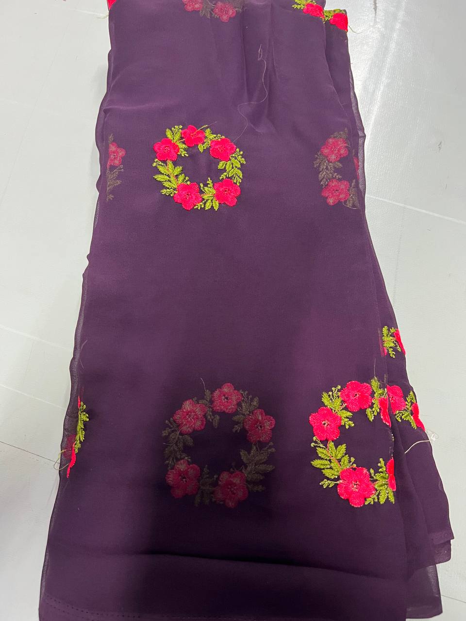Fancy dual shade weaving with sequence &amp; siroski work sarees with blouse