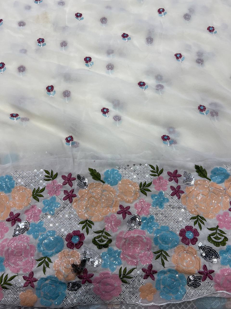 EMBROIDERY & MIRROR WORK BLOUSE FABRIC 0.8 METER