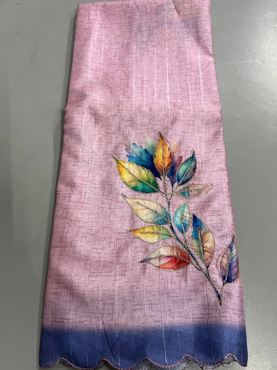 Fancy dual shade weaving with sequence &amp; siroski work sarees with blouse