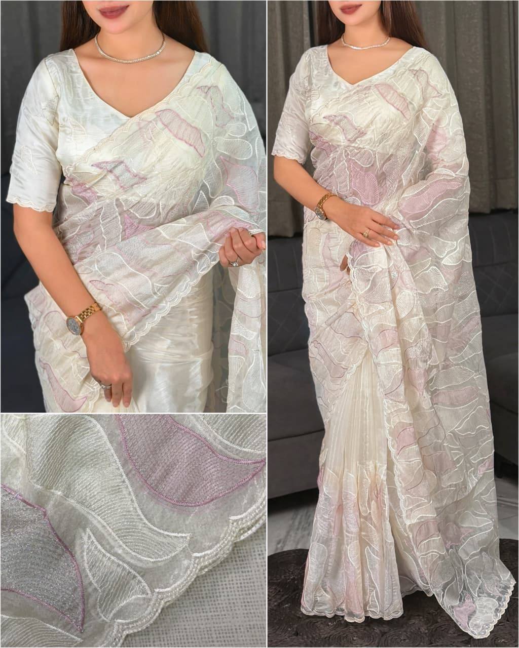 Appliqa Chanda Silk Turkish Embroidery Saree