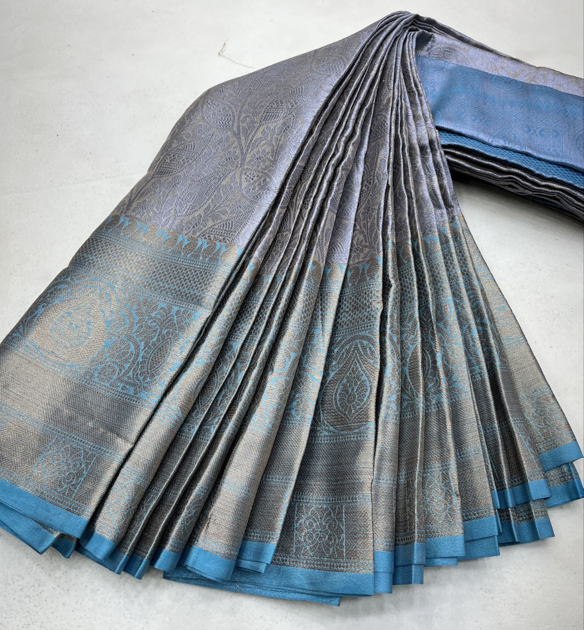 Faika Zari Tissue Banarasi Silk Saree with Golden Zari Weaving Design