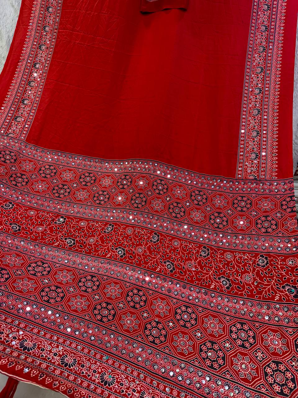 Ajrakhi Crepe Silk Ajarakh Print Saree