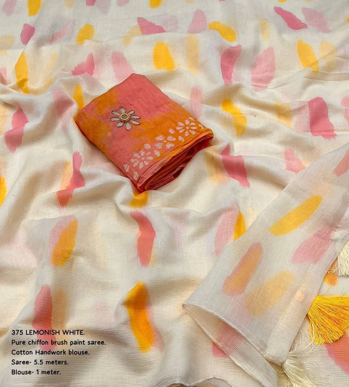 Slice Pure Chiffon Saree with All Over Brush Stripe