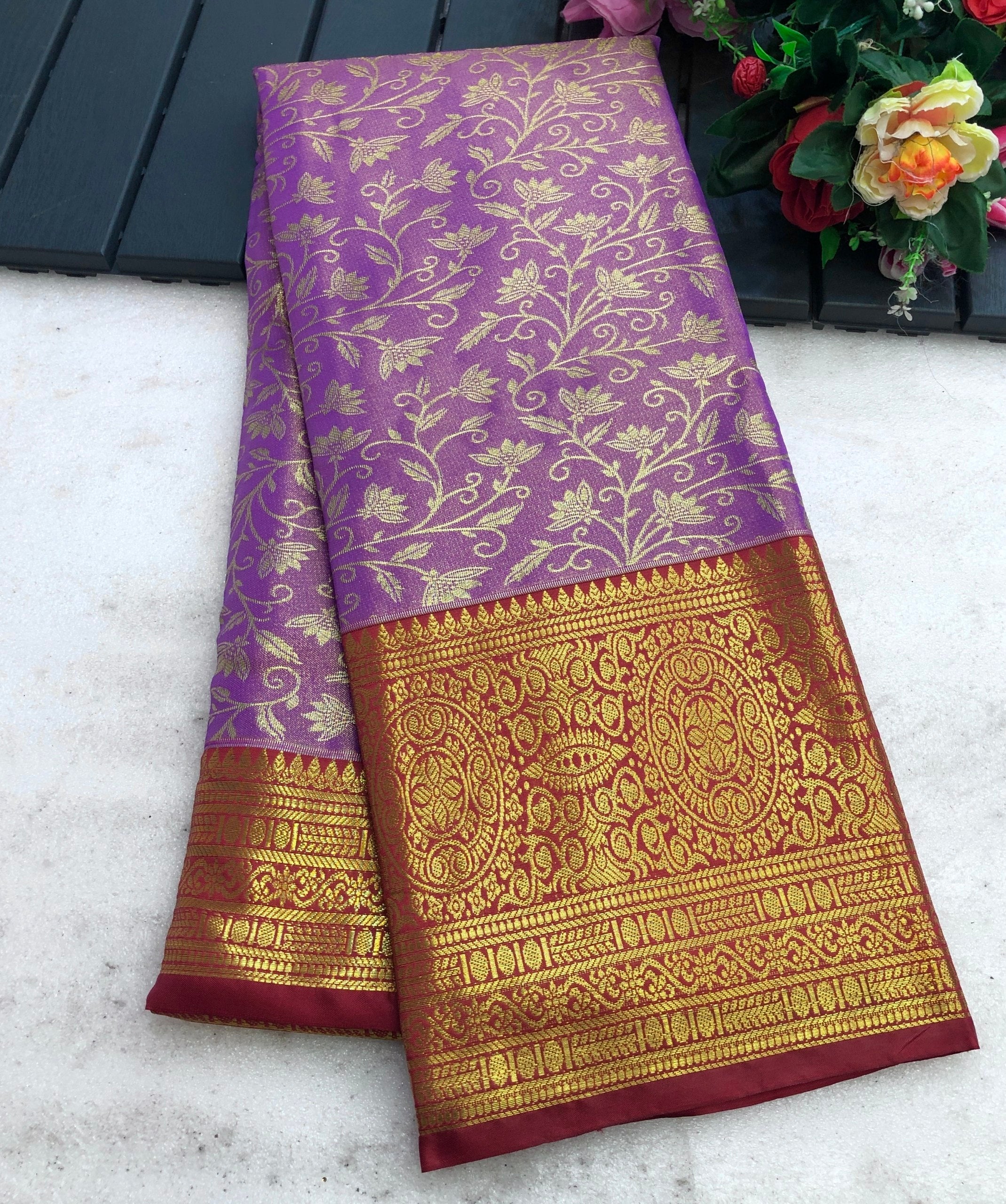 Nansel Kanjivaram Pattu Silver Zari Weaving Saree