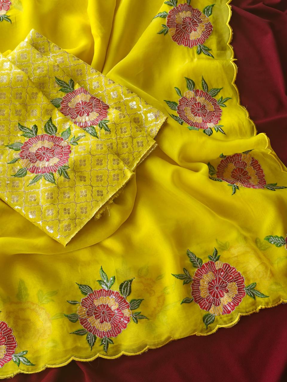 Izka Organza With Embroidery Work Saree