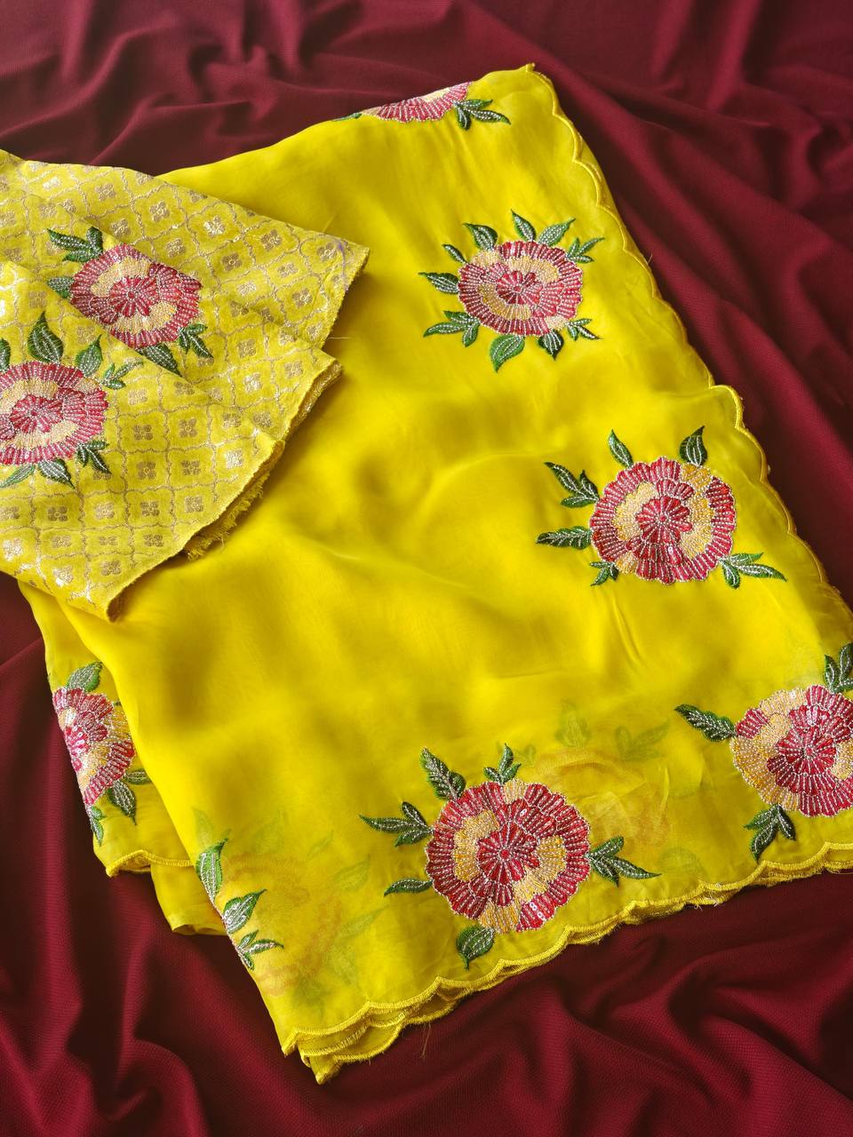 Izka Organza With Embroidery Work Saree