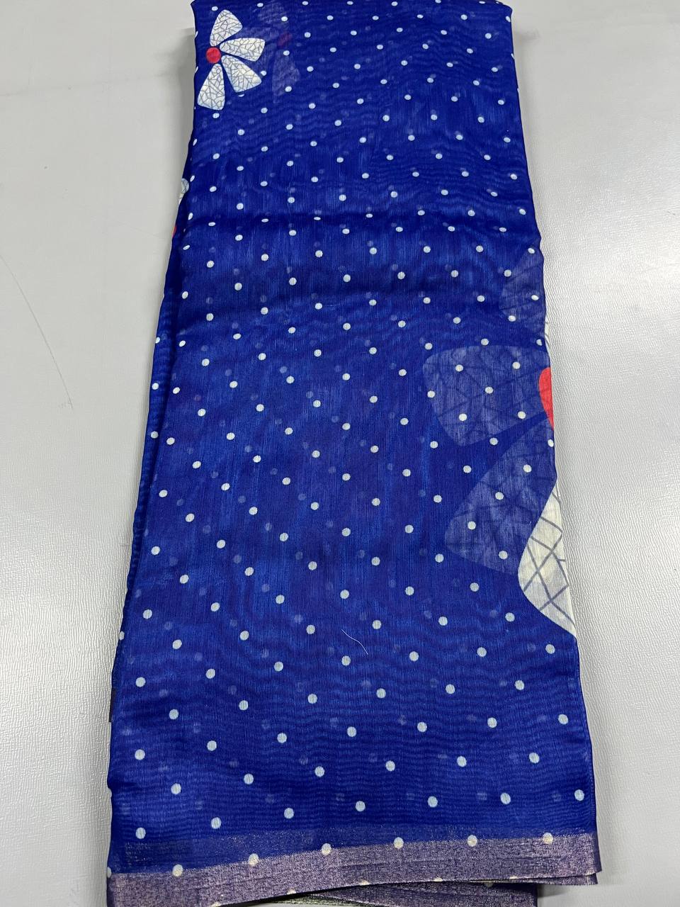 Soft Linen Printed, Furr & Foil Work Sarees with Blouse