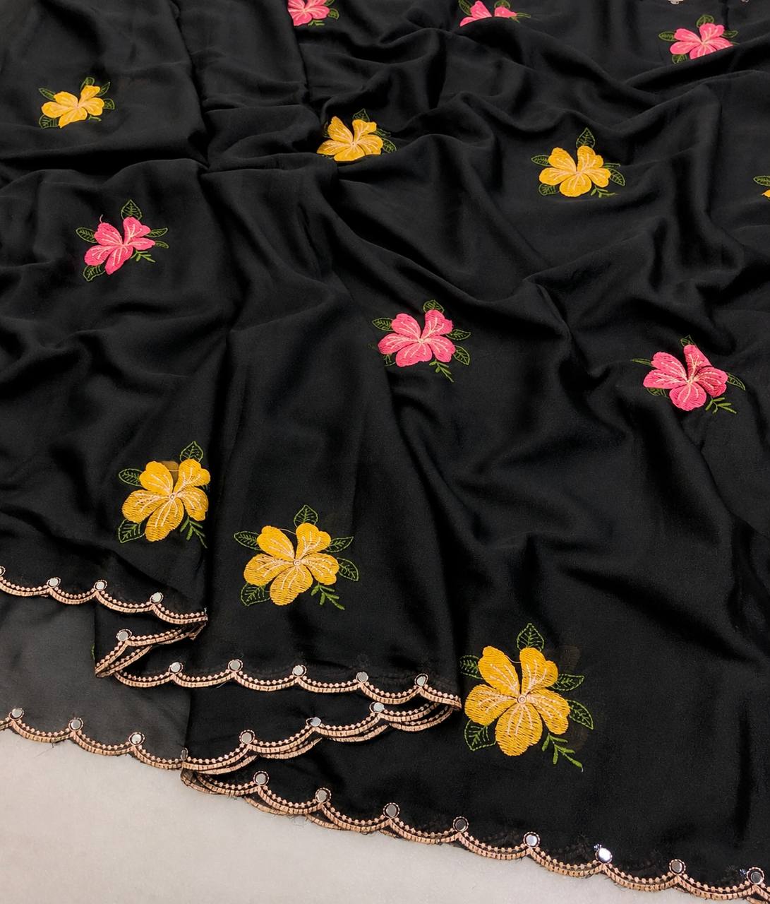 Ciron Star Georgette Embroidery Work Saree