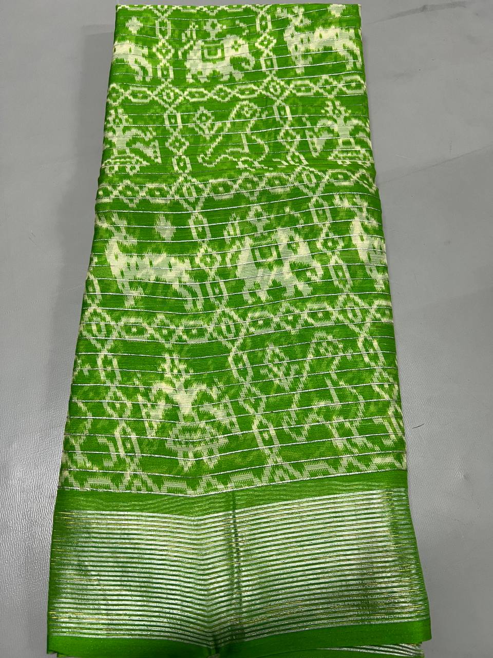 Soft Linen Printed, Furr & Foil Work Sarees with Blouse