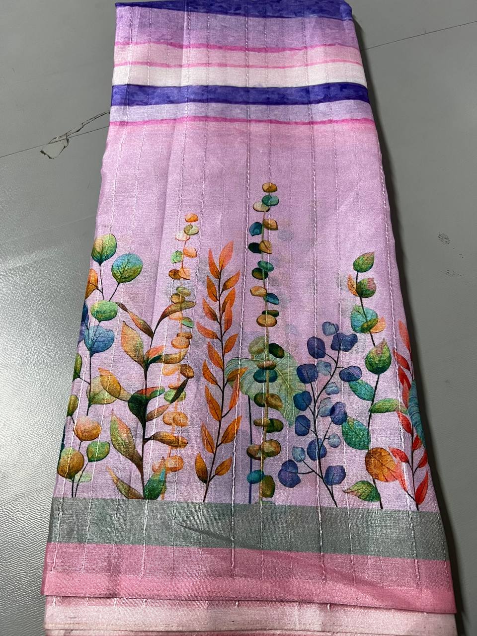 Fancy dual shade weaving with sequence &amp; siroski work sarees with blouse