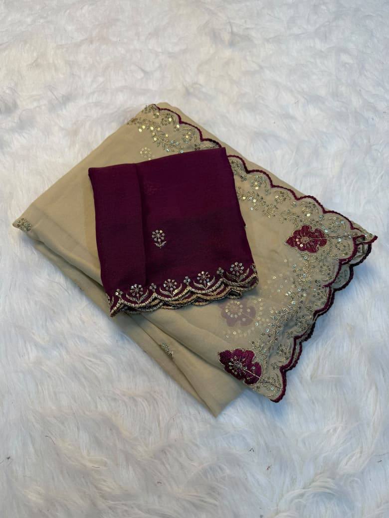 Vanshika Star Georgette Embroidery Work Saree