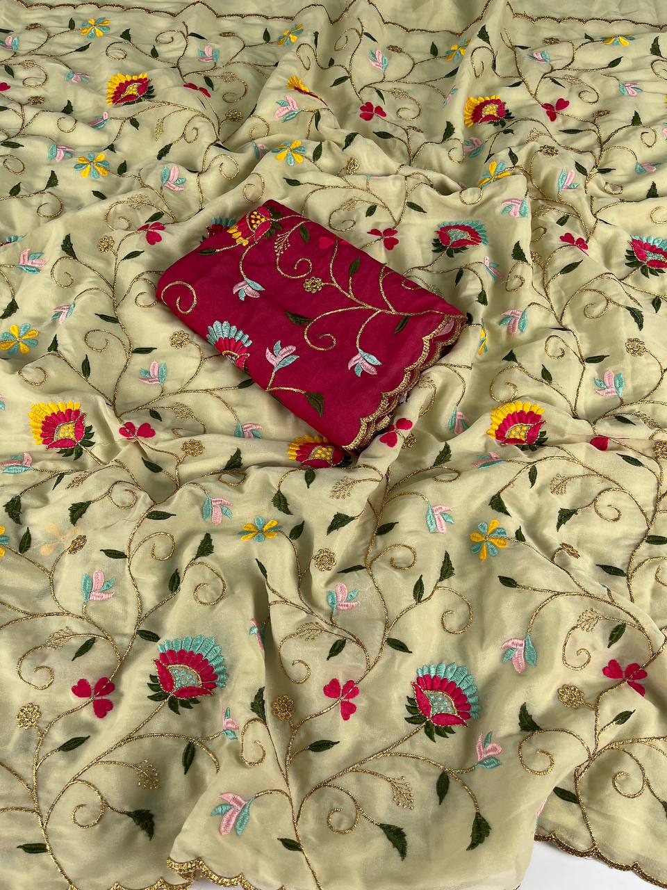Ruchi Georgette Embroidery Work Saree