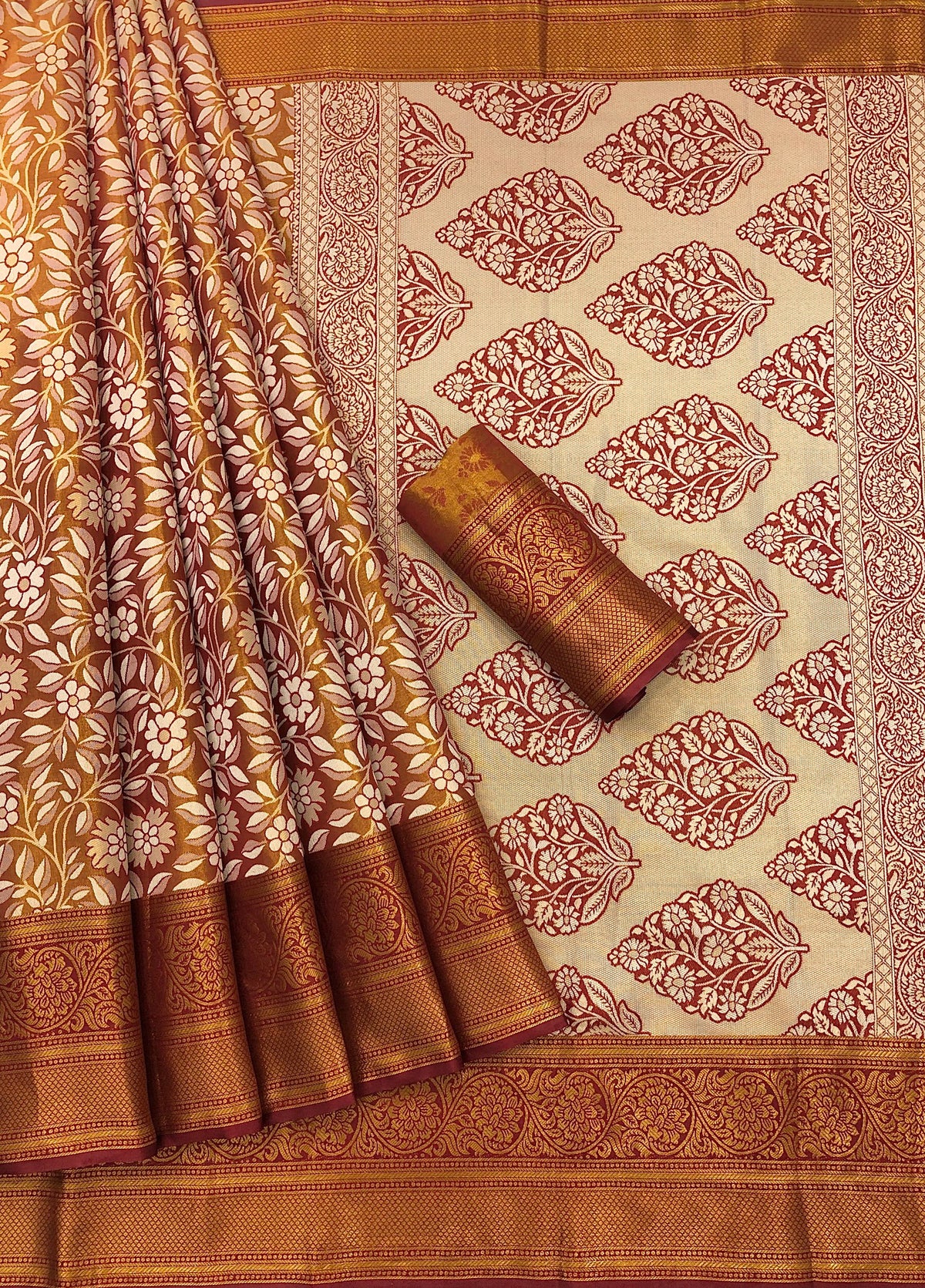 Samsad Kanjiviram pattu silk pure Gold zari weaving Saree