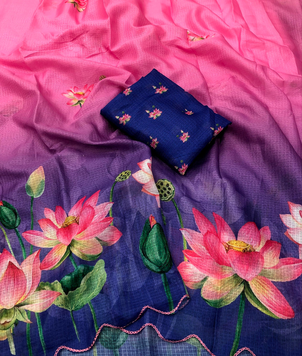 Medhya  kota chex  pichwai lotus flower Saree