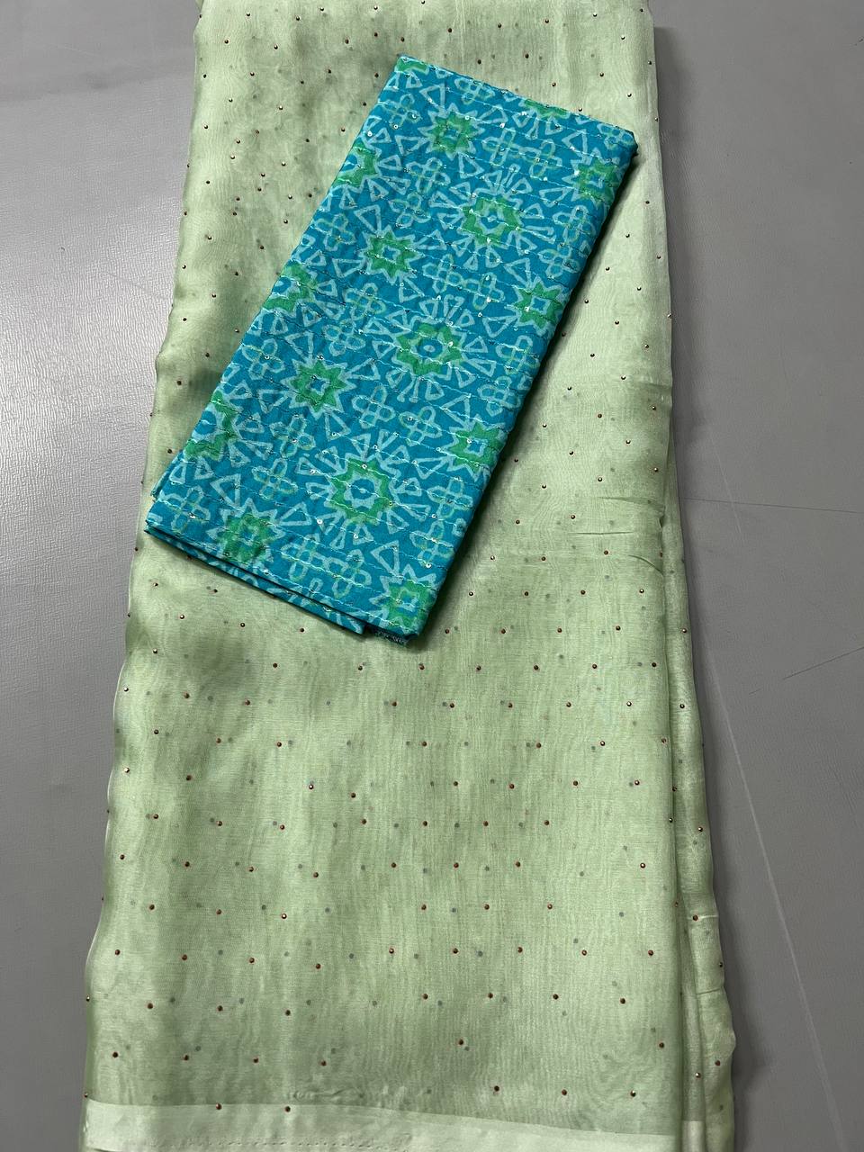 Soft Linen Printed, Furr & Foil Work Sarees with Blouse