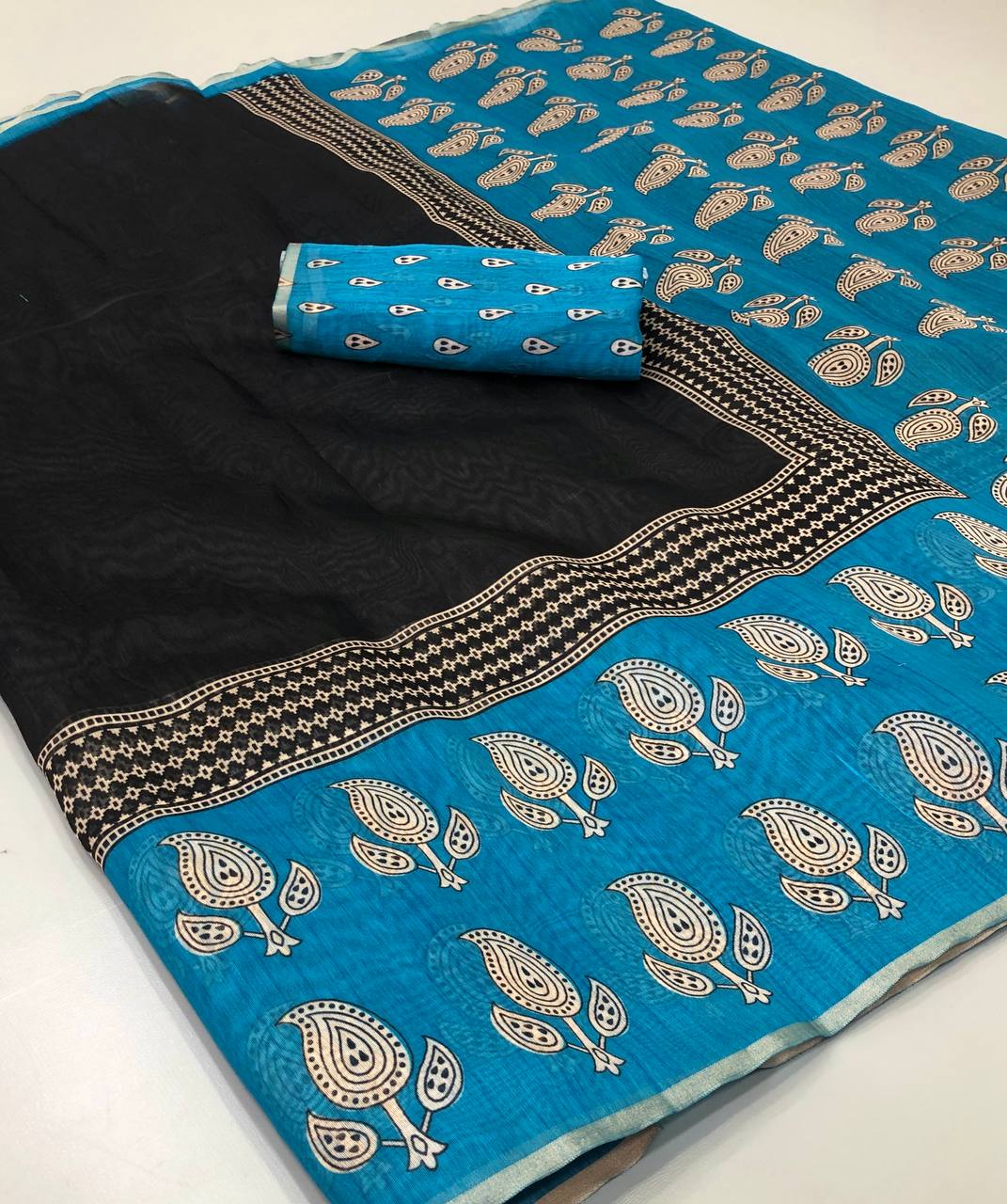 Fancy dual shade weaving with sequence &amp; siroski work sarees with blouse