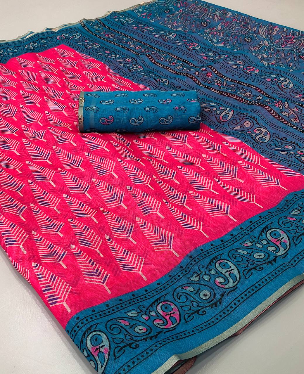 Fancy dual shade weaving with sequence &amp; siroski work sarees with blouse