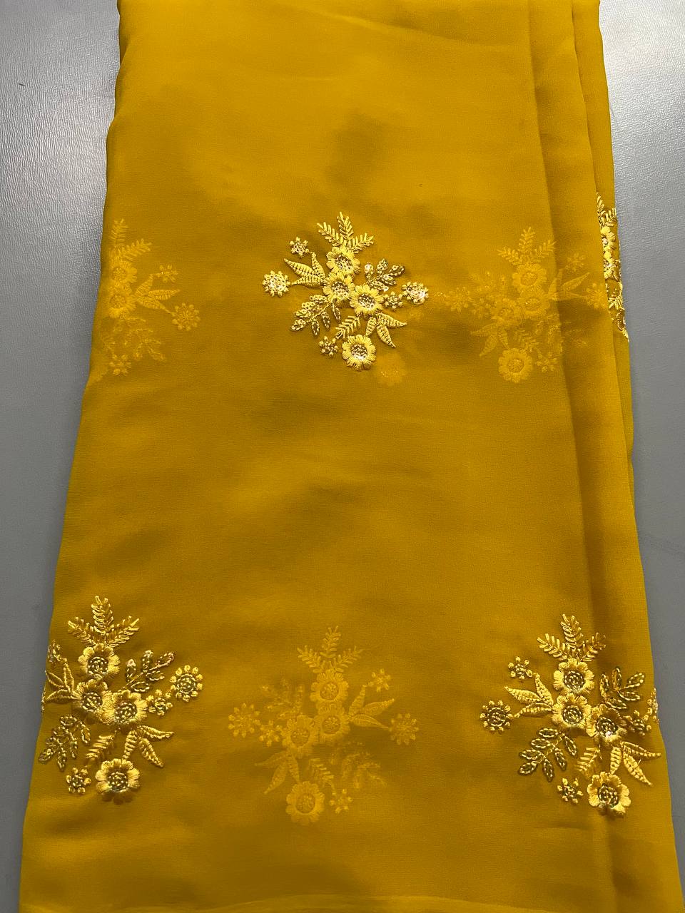 Fancy dual shade weaving with sequence &amp; siroski work sarees with blouse