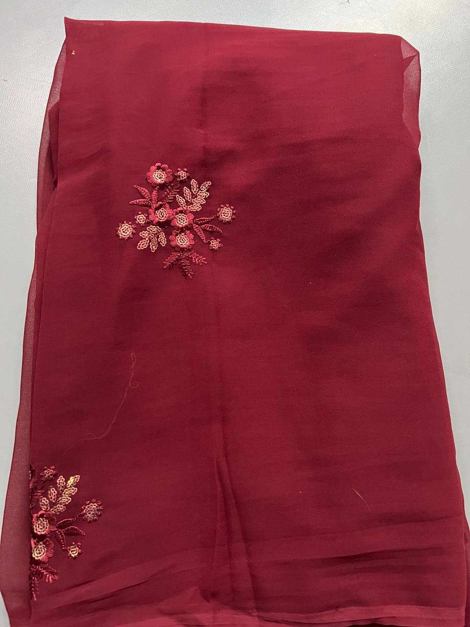 Fancy dual shade weaving with sequence &amp; siroski work sarees with blouse