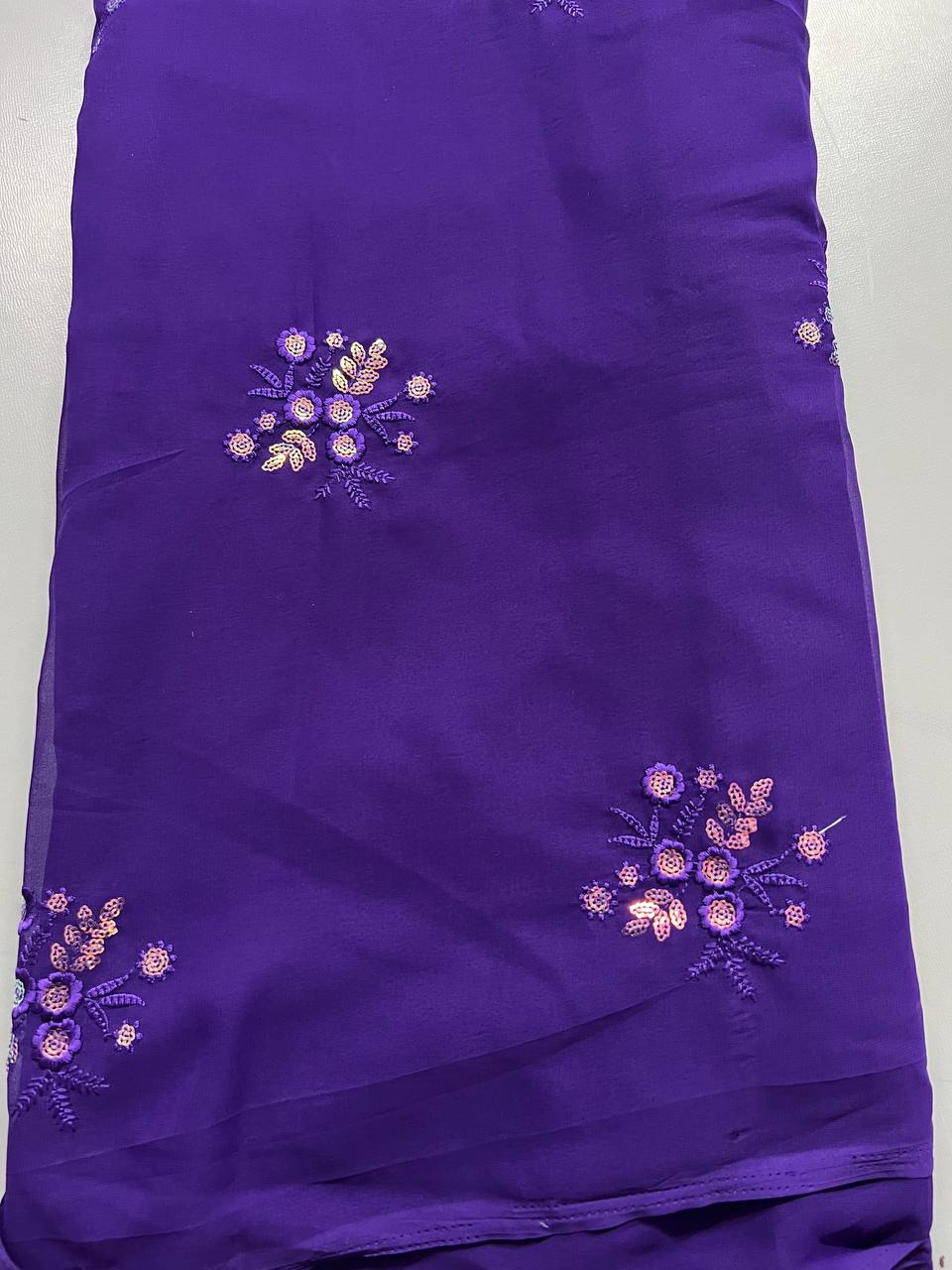 Fancy dual shade weaving with sequence &amp; siroski work sarees with blouse