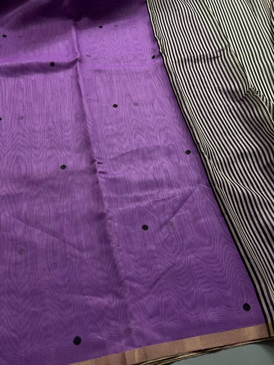 Fancy dual shade weaving with sequence &amp; siroski work sarees with blouse