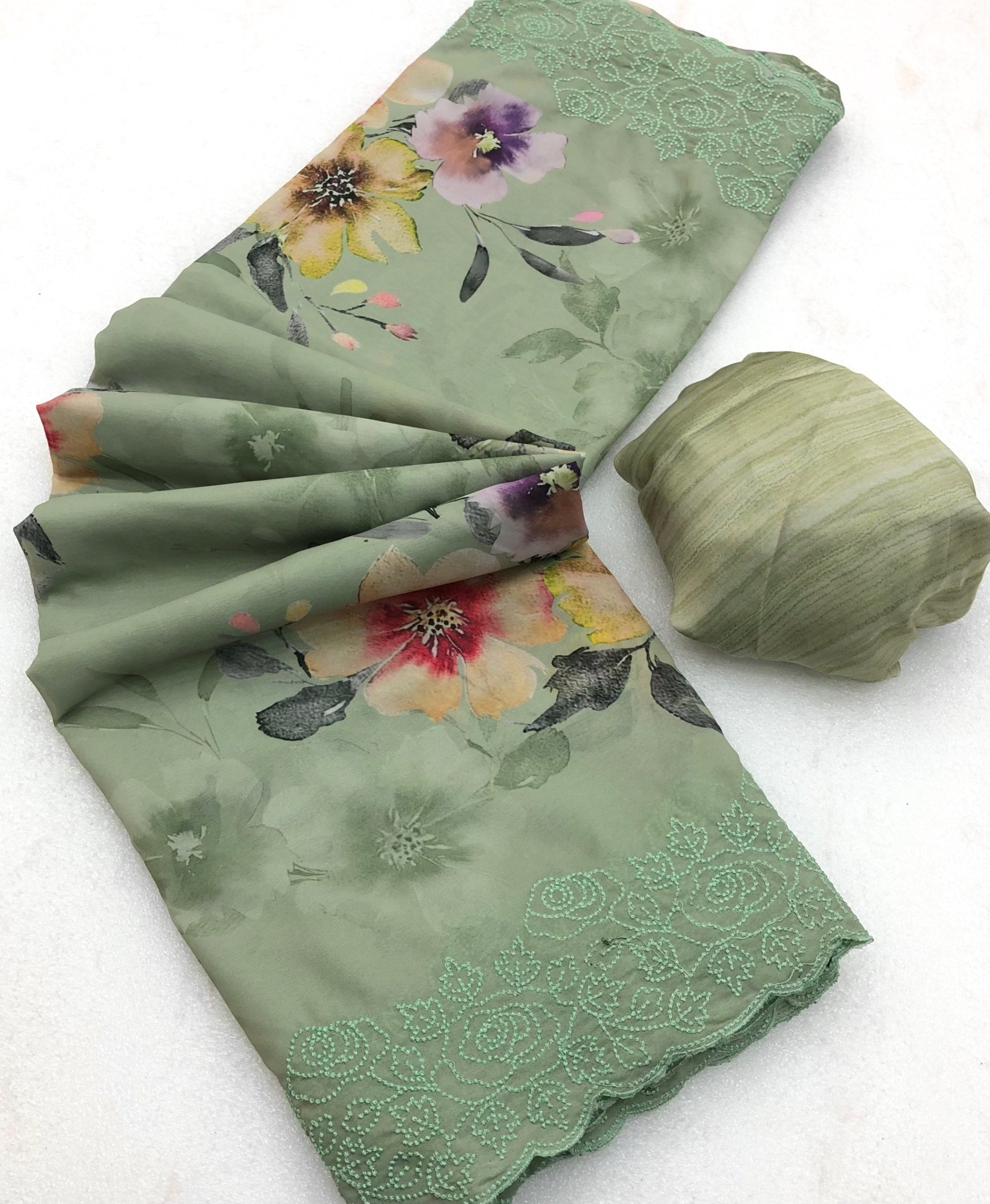 Haima Chiffon Floral Digital Print Saree