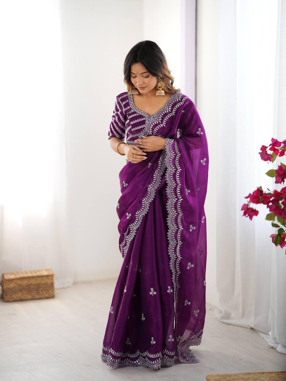 Kashish Space Silk Thread Sequence Work Saree