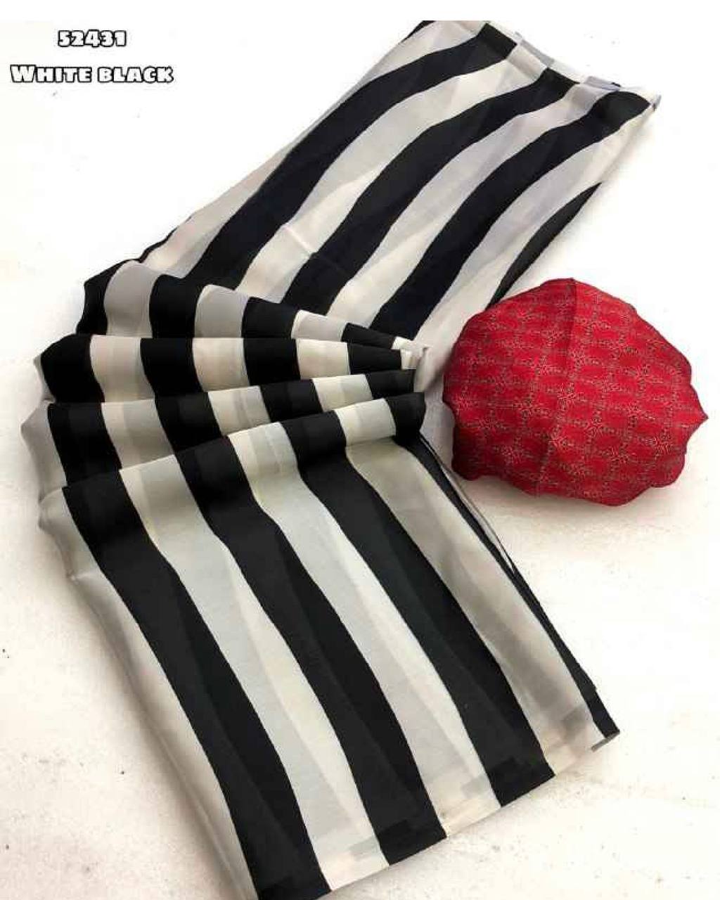 Soft Linen Printed, Furr & Foil Work Sarees with Blouse