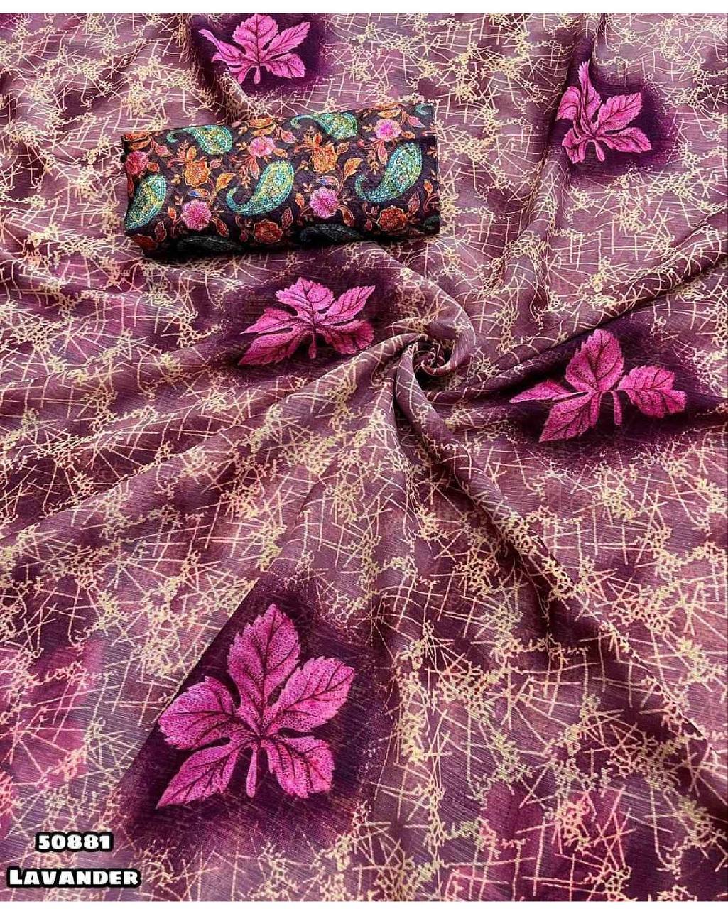 Soft Linen Printed, Furr & Foil Work Sarees with Blouse