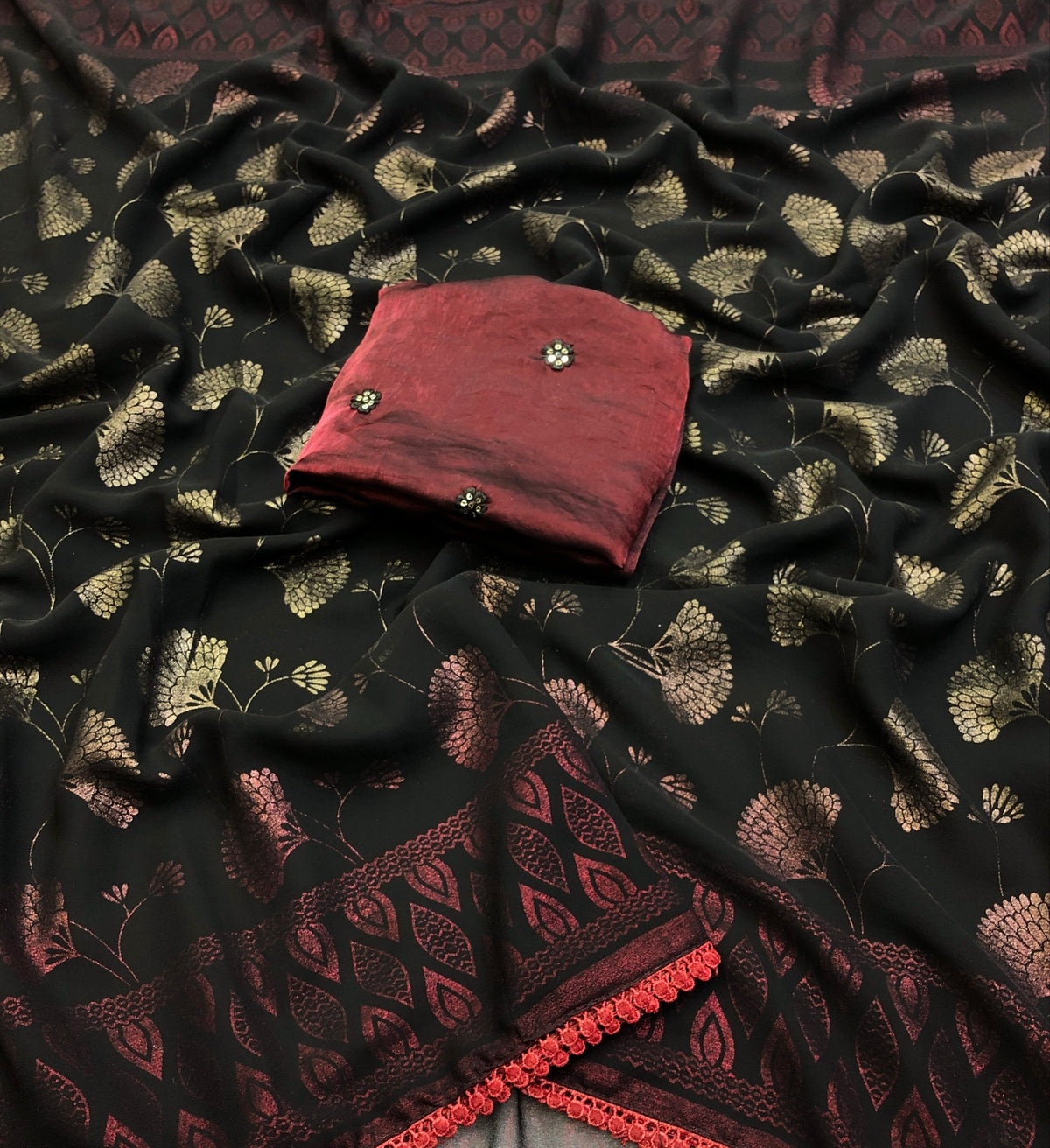 Sachi Faux Georgette Foil Printed Saree