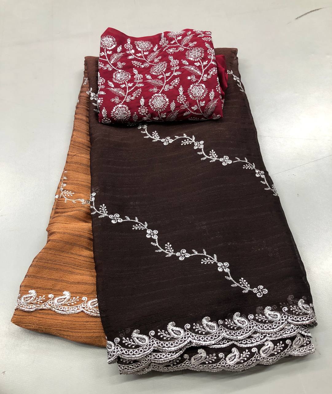 Tussar Silk Floral Digital Print Saree