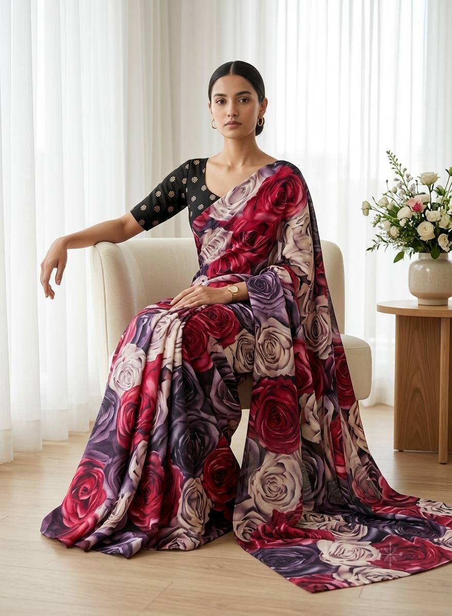 Angelica Weightless Chiffon With Floral Print Saree