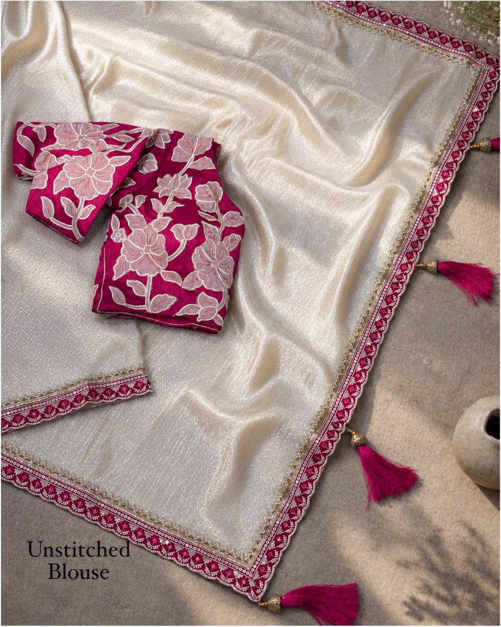 Shazim Viscose Satin Sequin Embroidered Work Saree
