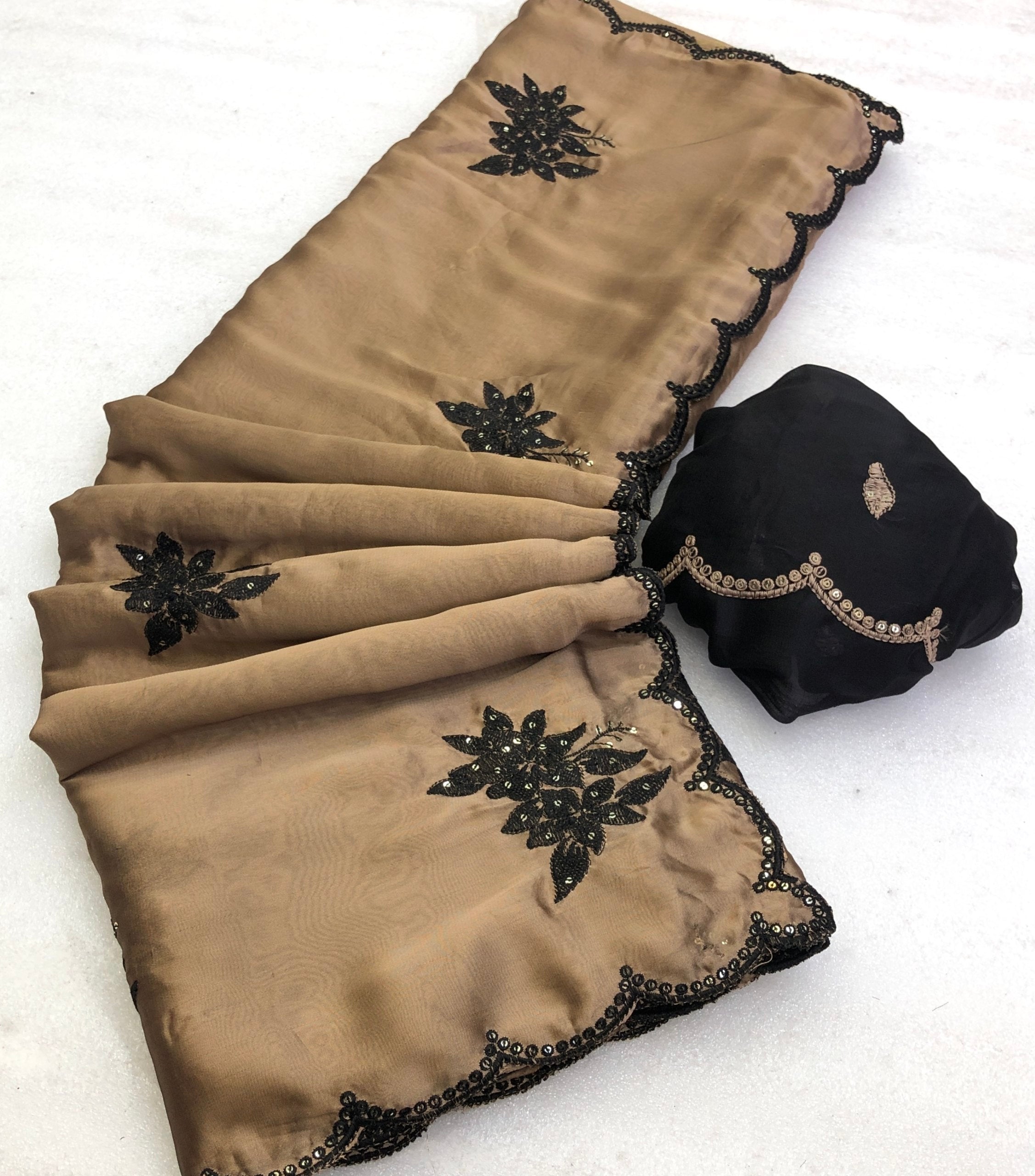 Suzina Rangoli Georgette Black Thread Embroidery Saree