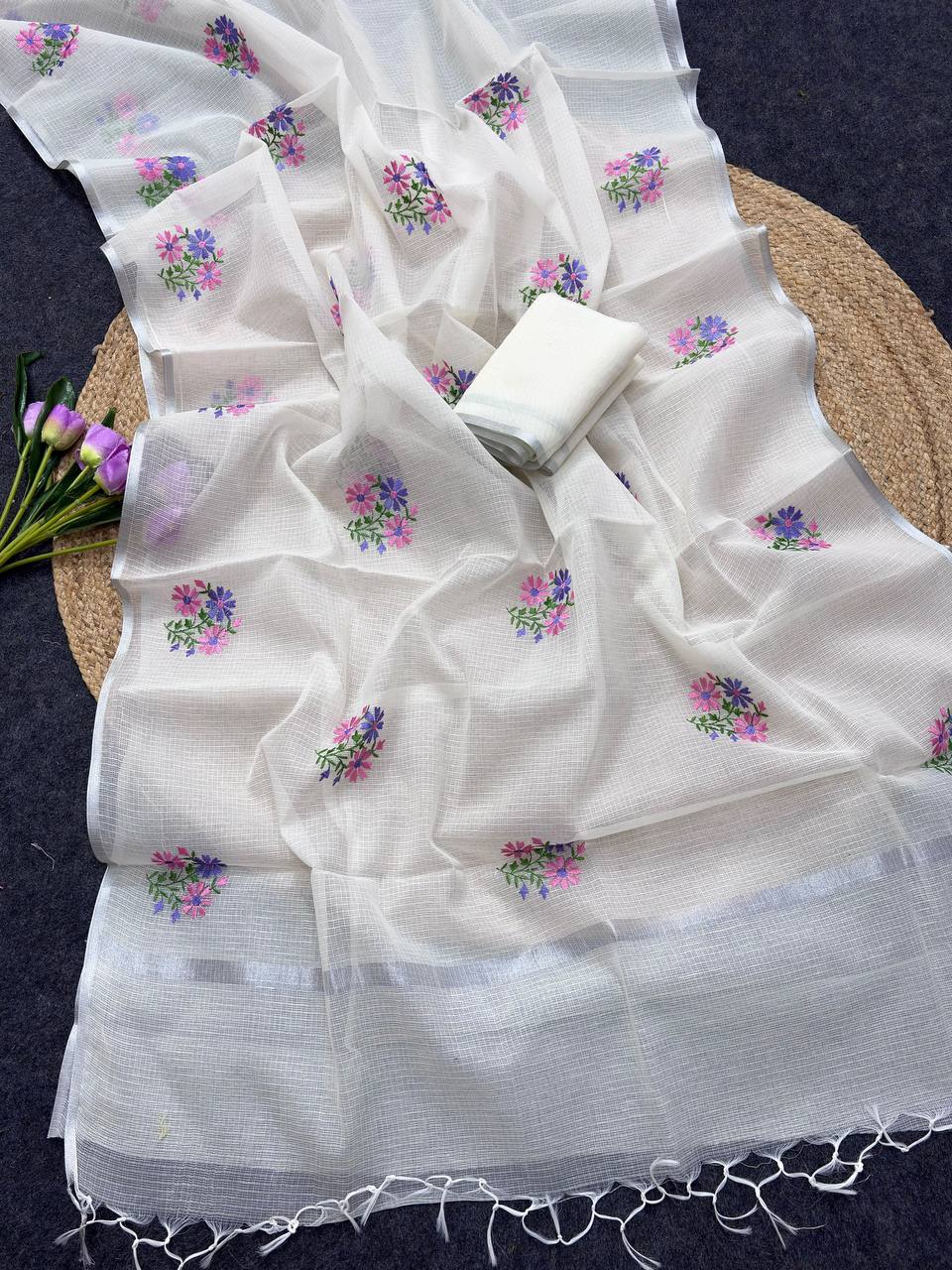 Whitner Kota Doriya Embroidery Work Saree