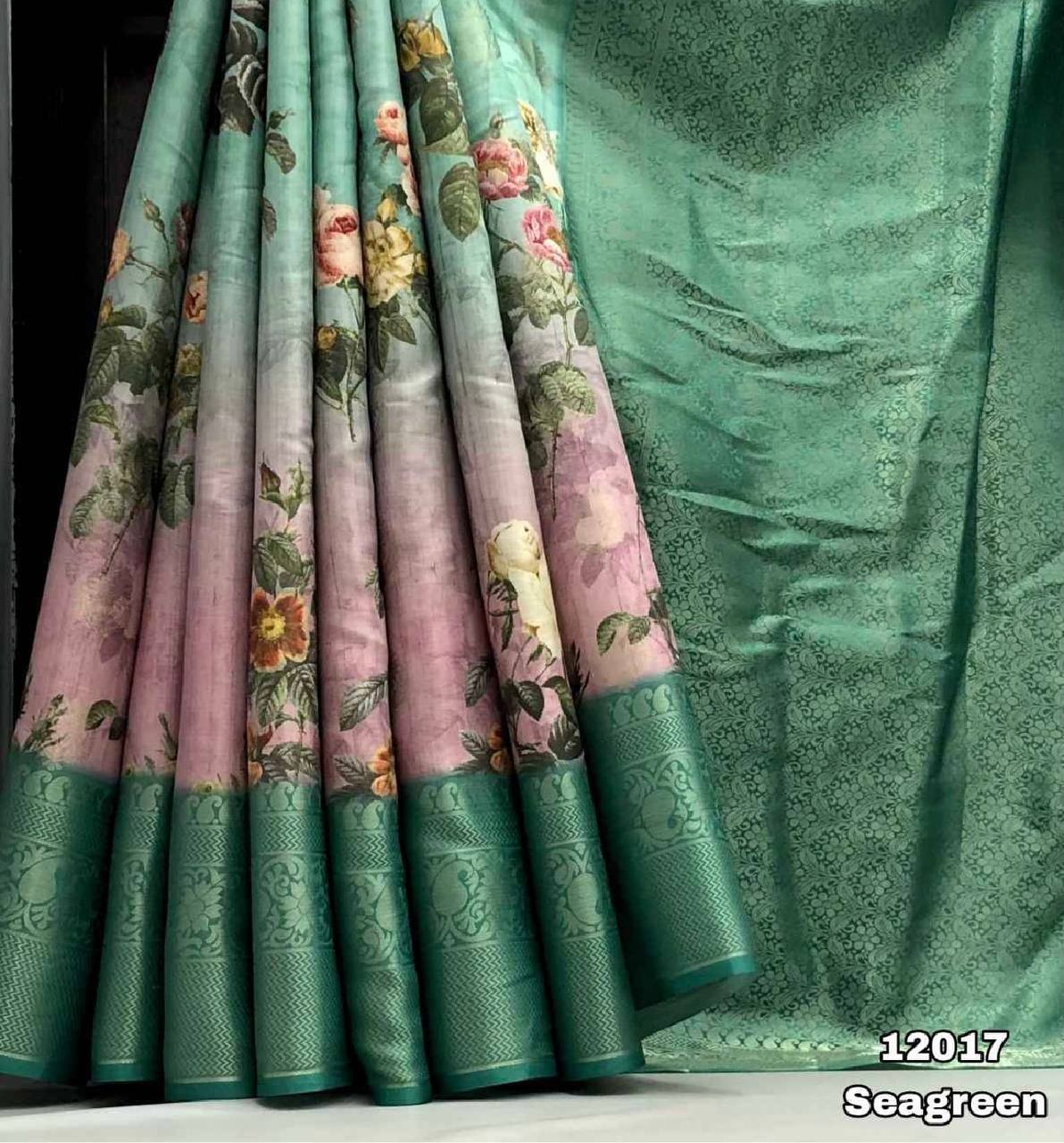 Tussar Silk Floral Digital Print Saree