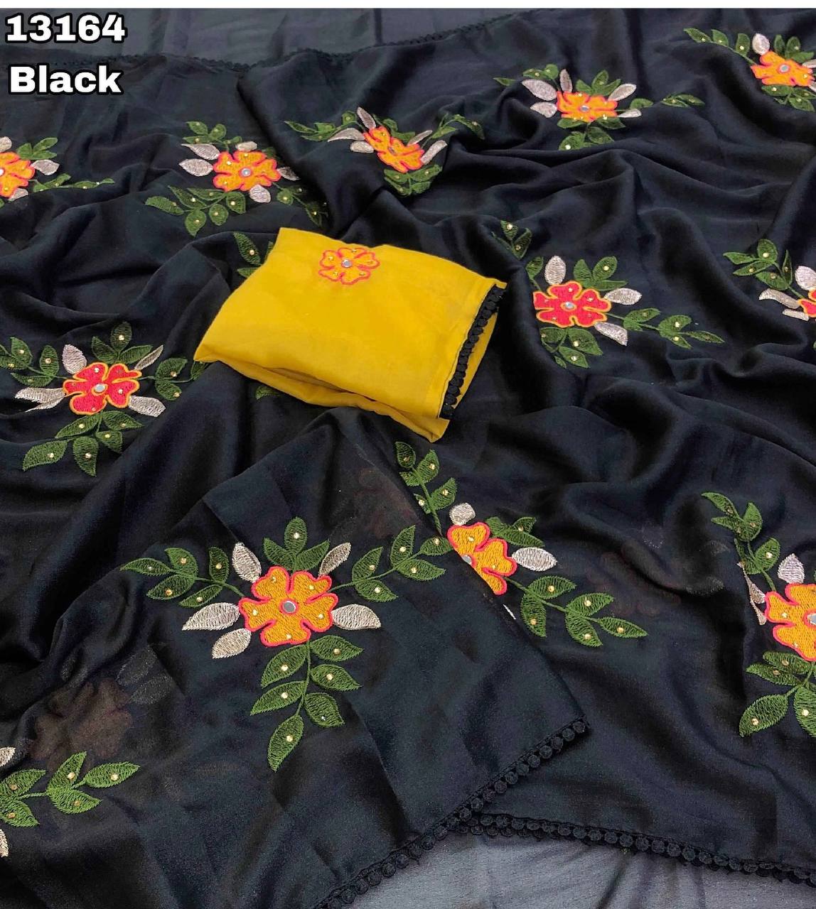 Fancy dual shade weaving with sequence &amp; siroski work sarees with blouse