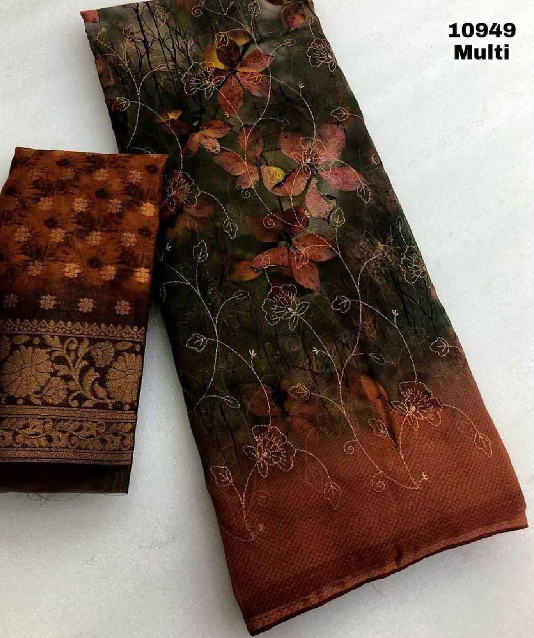 Fancy Designer Organza Sequence & Embroidery Work Saree