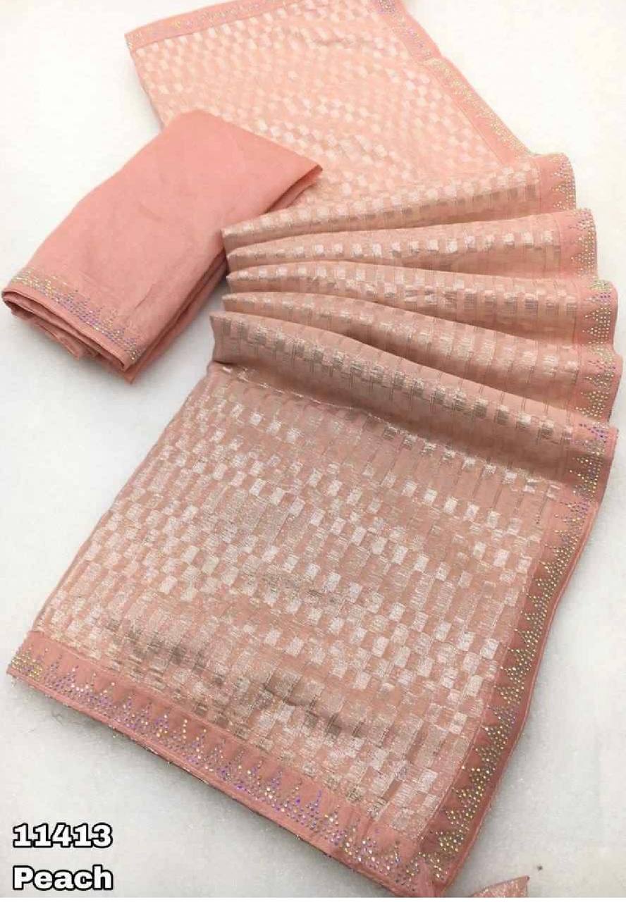 Fancy Designer Organza Sequence & Embroidery Work Saree